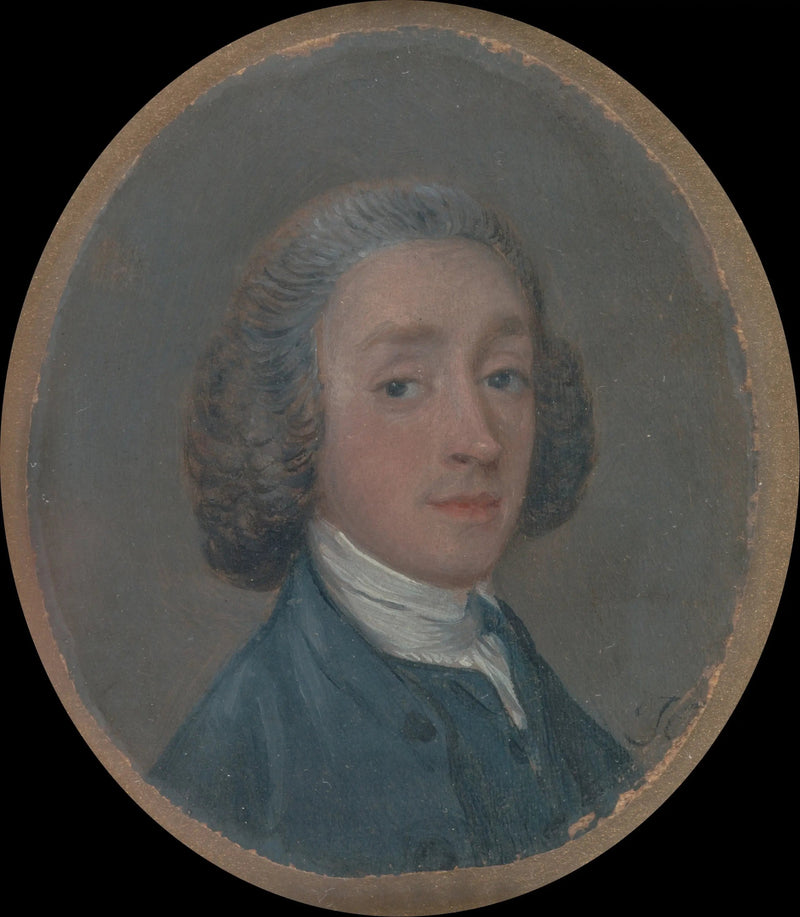 Porträtt av en ung man med puderlockigt hår - Thomas Gainsborough
