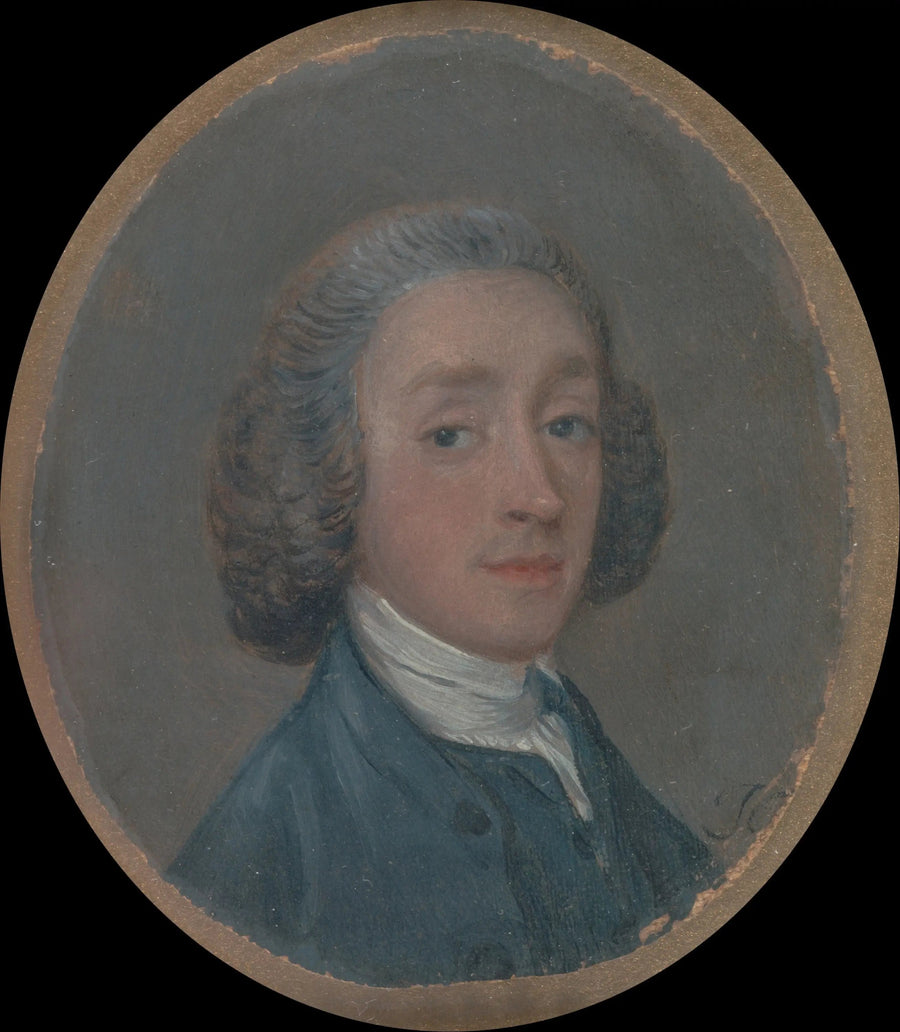 Porträtt av en ung man med puderlockigt hår - Thomas Gainsborough