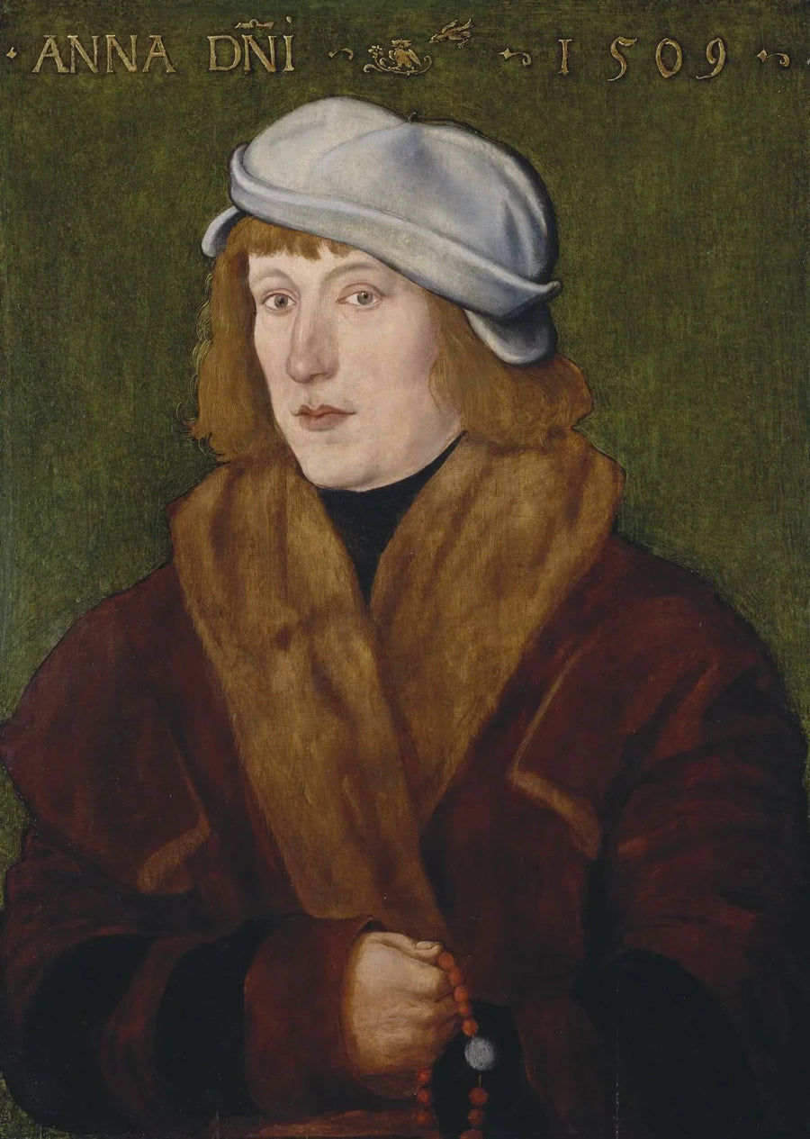 Porträtt av en ung man med ett rosenkrans - Hans Baldung Grien