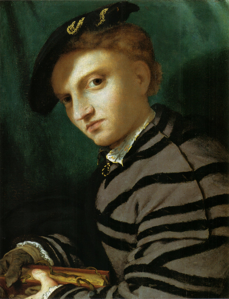 Porträtt av en ung man med en bok - Lorenzo Lotto