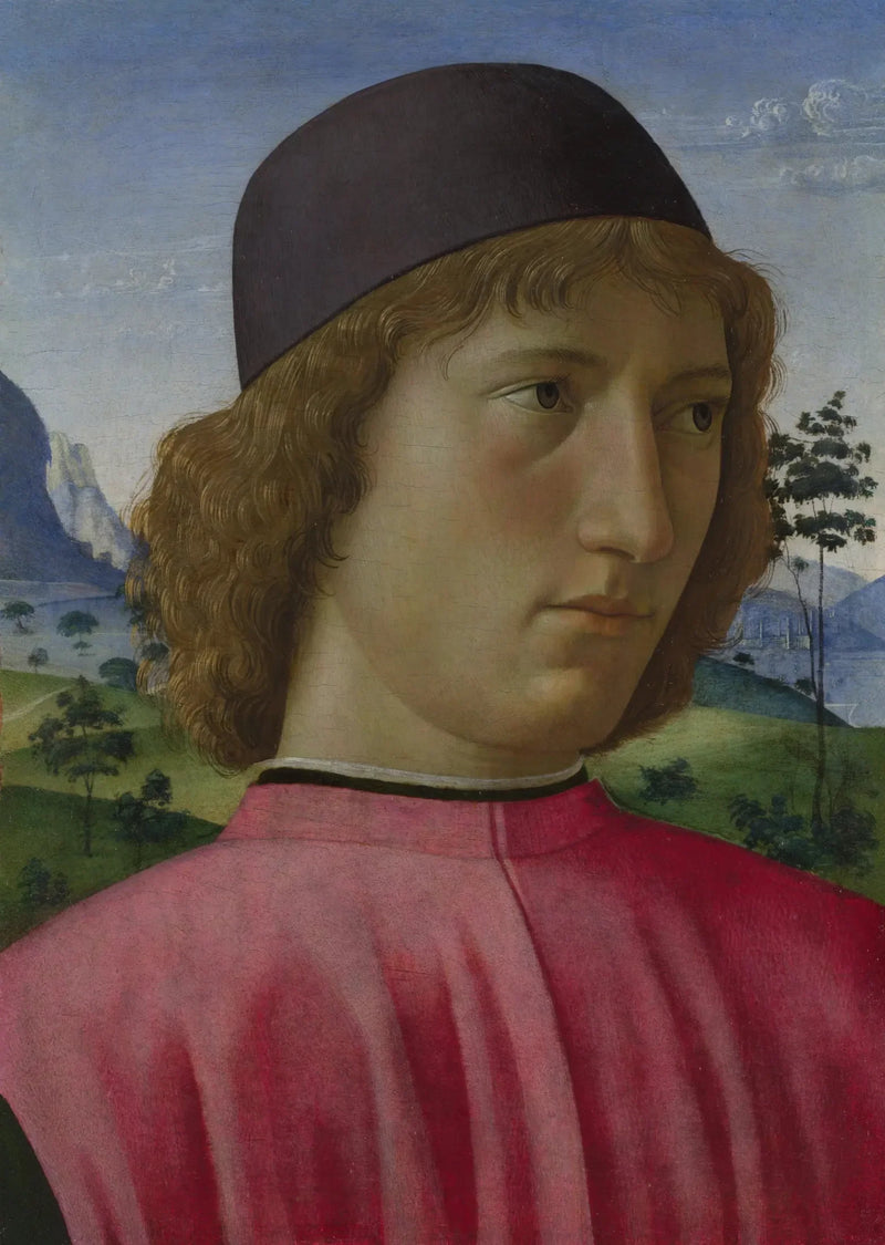Porträtt av en ung man i rött - Domenico Ghirlandaio