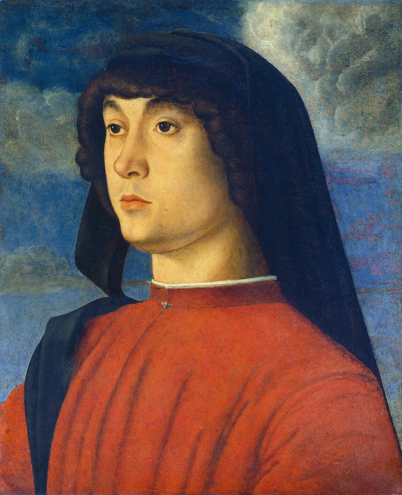 Porträtt av en ung man i rött - Giovanni Bellini