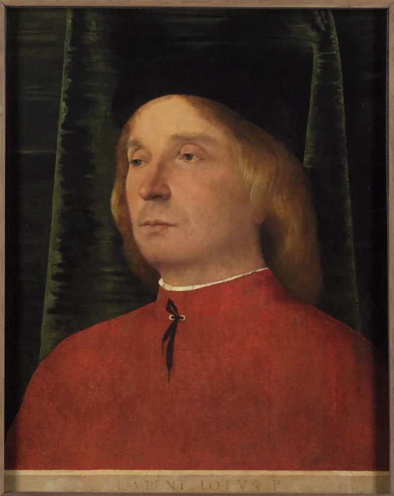 Porträtt av en ung man i röd klädsel - Lorenzo Lotto