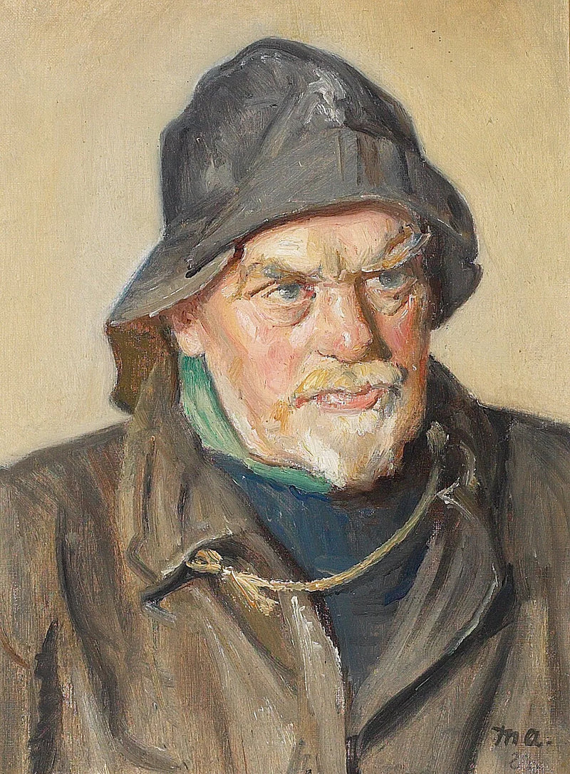 Porträtt av en fiskare med en regnjacka - Michael Peter Ancher