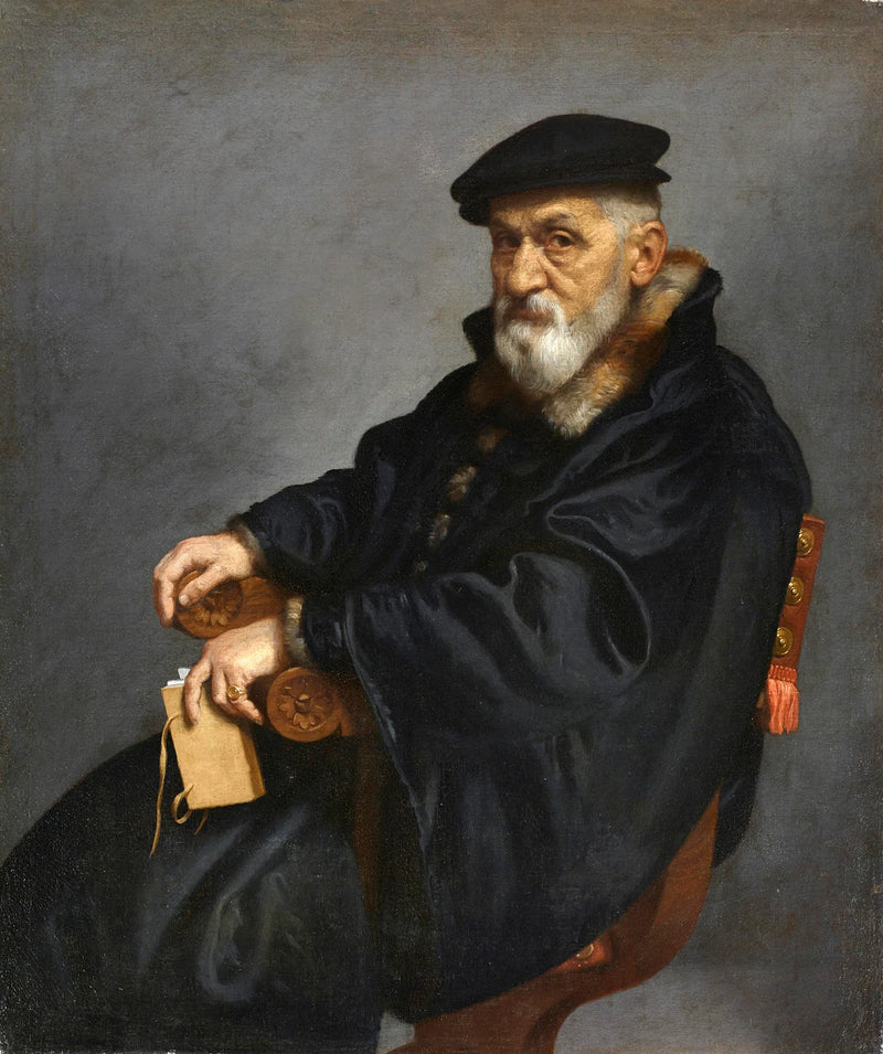 Porträtt av en gammal man som sitter - Giovanni Battista Moroni