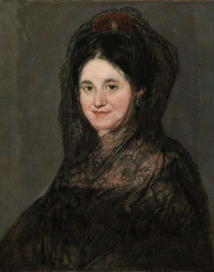 Porträtt av en dam med svart slöja - Francisco de Goya
