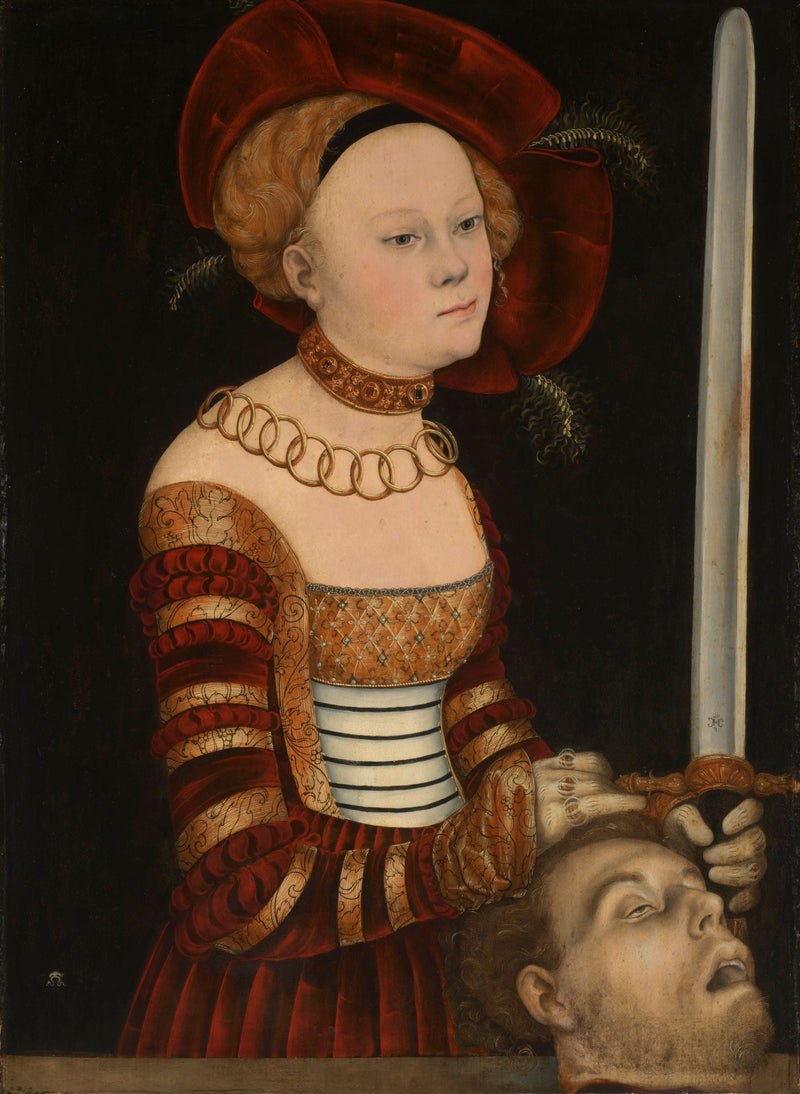 Porträtt av en dam från Sachsen hov som Judith med Holofernes huvud - Lucas Cranach den äldre