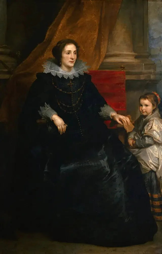 Porträtt av en dam av hög kvalitet och hennes dotter - Antoine van Dyck