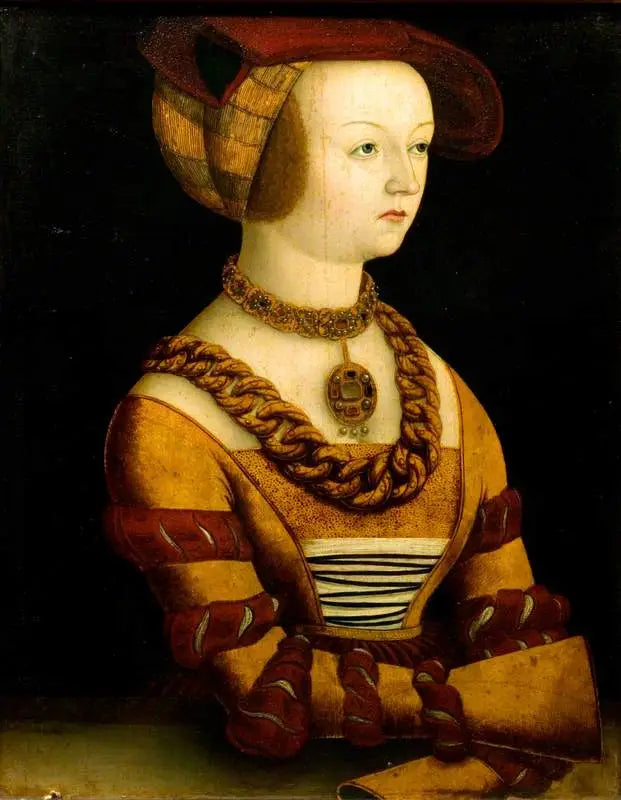 Porträtt av en dam i klädsel omkring 1530 - Lucas Cranach den äldre