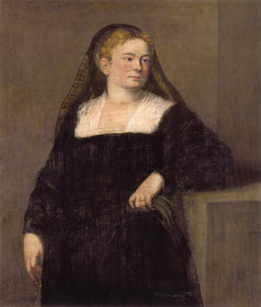 Porträtt av en dam i sorg - Jacopo Tintoretto