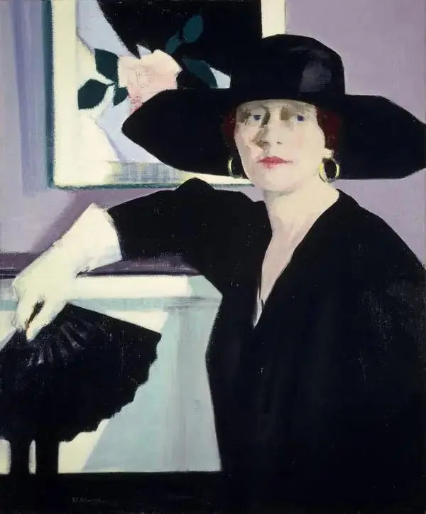 Porträtt av en dam i svart - Francis Cadell