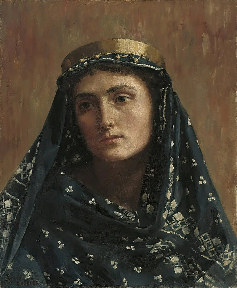 Porträtt av en dam i österländsk klänning - John Collier