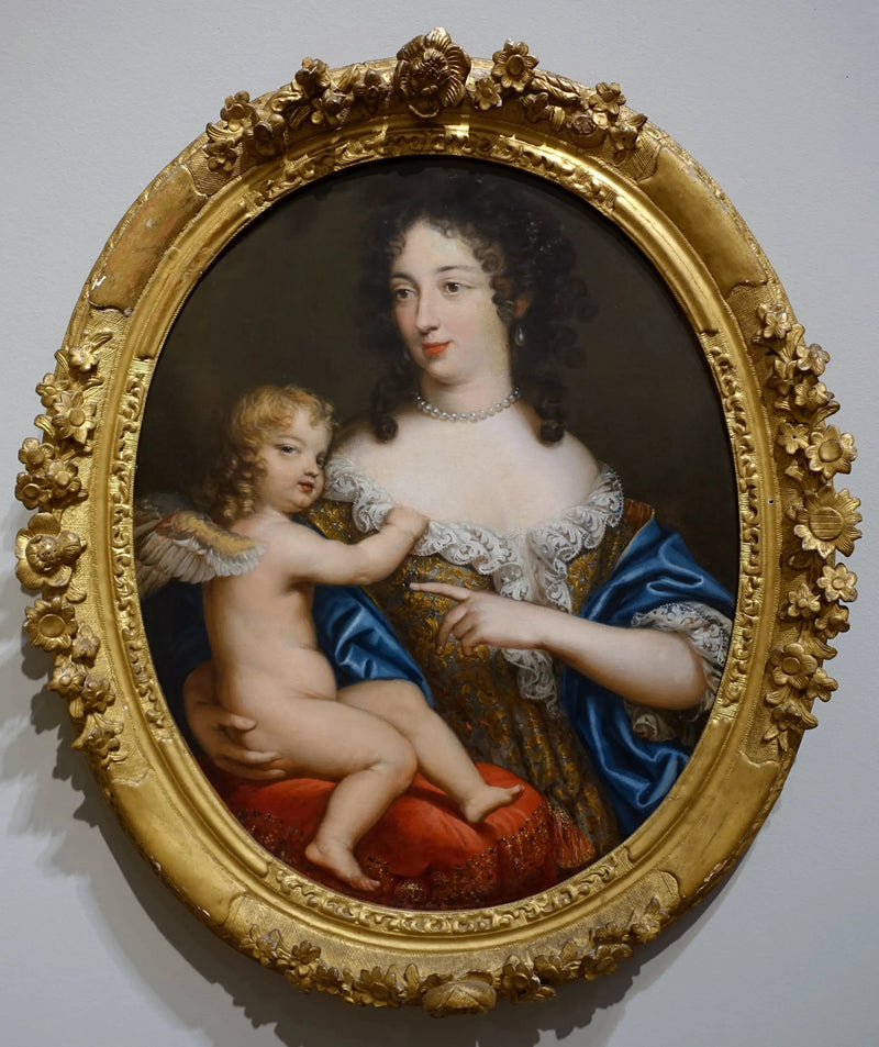 Porträtt av en dam i Venus med Cupido - Pierre Mignard