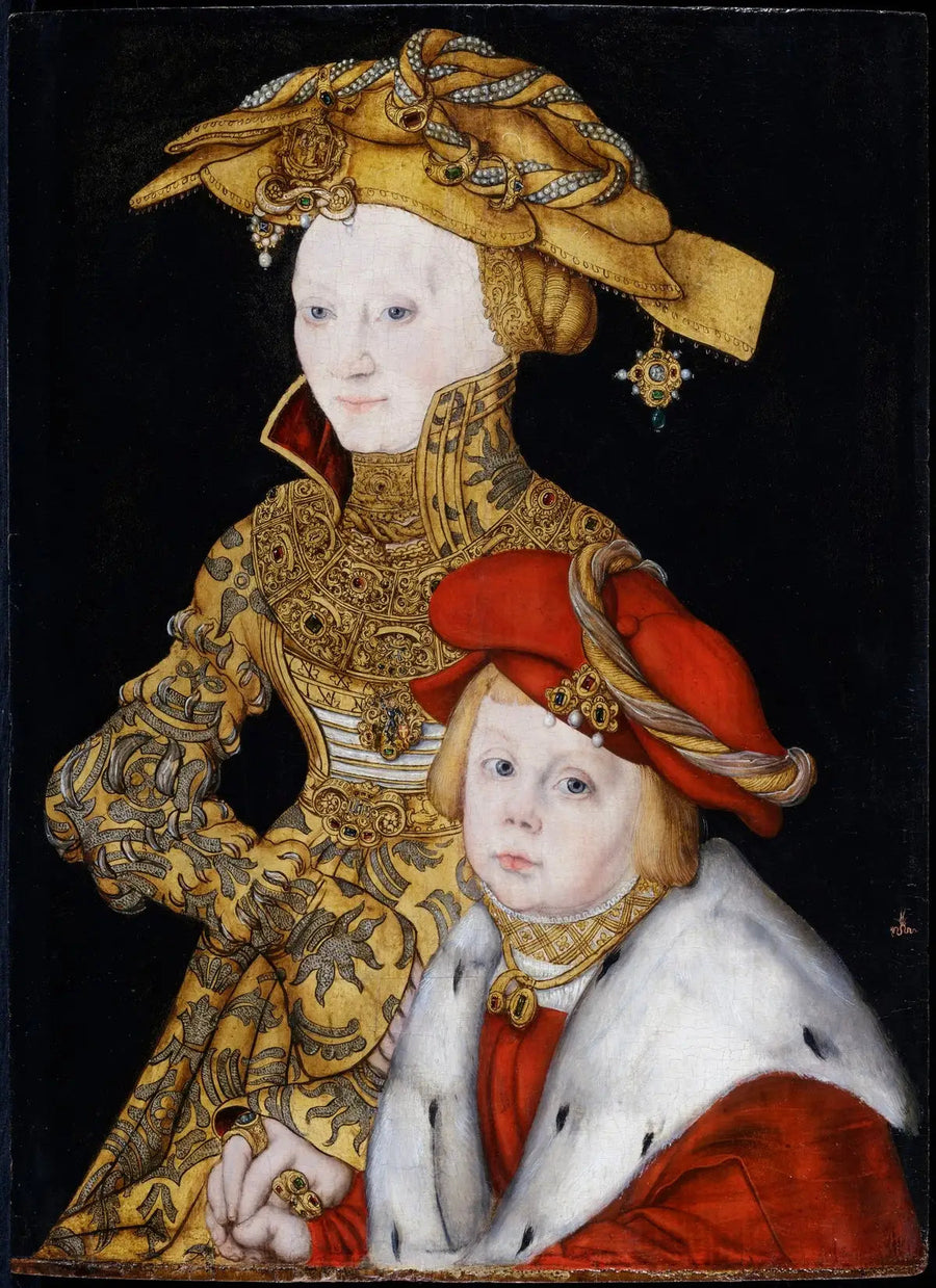 Porträtt av en dam och hennes son - Lucas Cranach den äldre