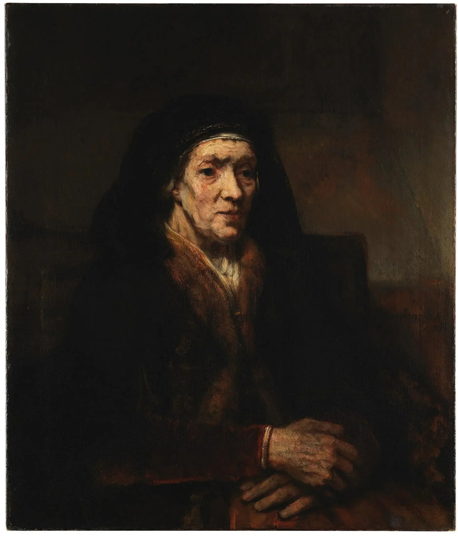Porträtt av en sittande kvinna med hopknäppta händer - Rembrandt