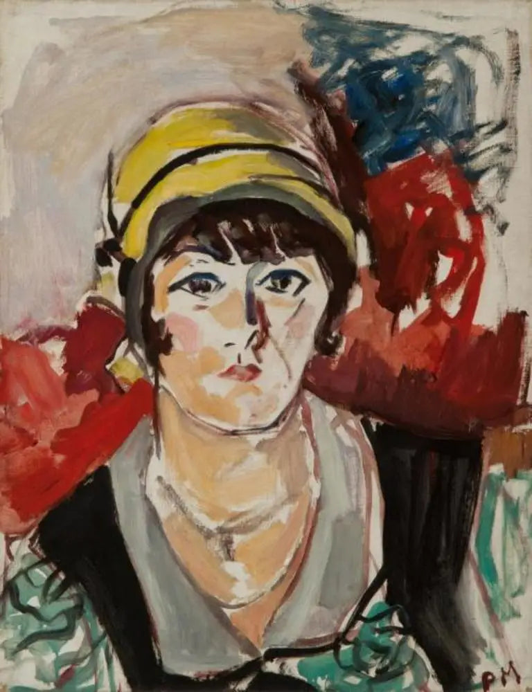 Reproduction du tableau « Portrait d'une femme au chapeau jaune - Piet Mondrian » par Alpha Reproduction en peinture à l’huile