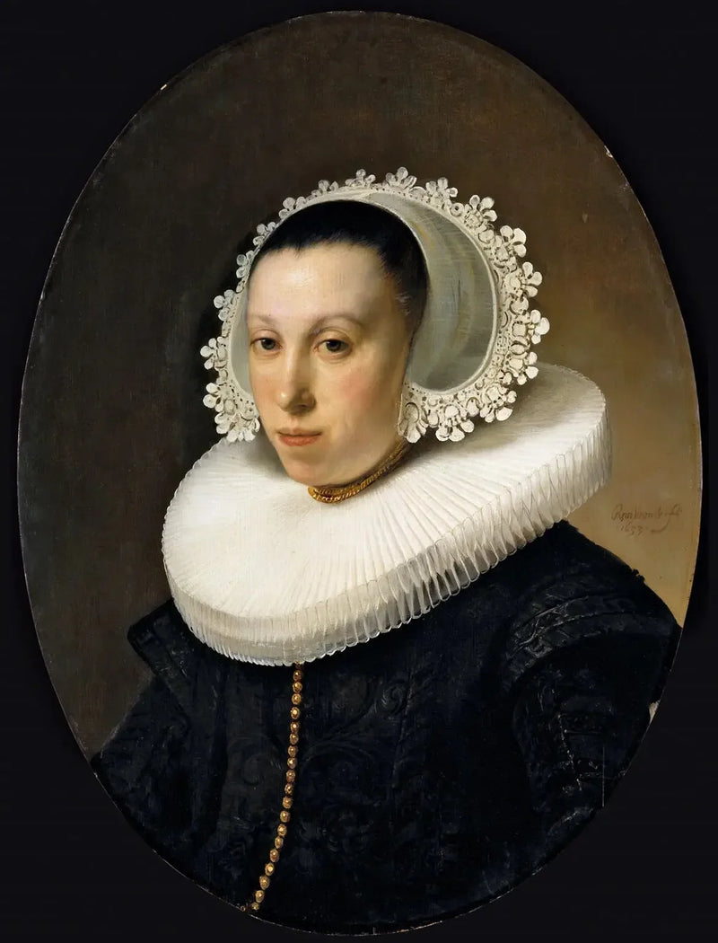Porträtt av en kvinna med kvarnhalsband - Rembrandt