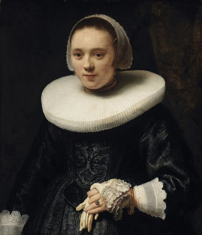 Porträtt av en kvinna med handskar - Rembrandt
