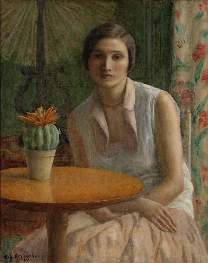 Porträtt av en kvinna (med en kaktus) - Frederick Carl Frieseke