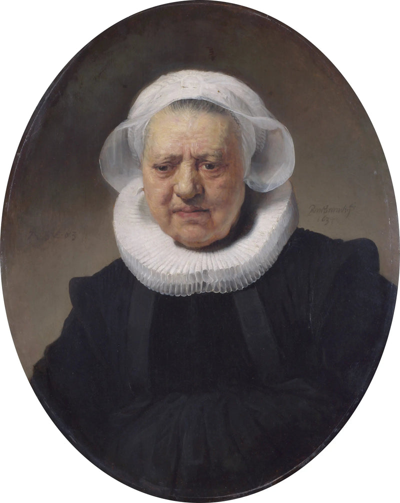 Porträtt av en 83-årig kvinna (möjligen Aechje Claesdr, mor till Dirck Jansz Pesser) - Rembrandt