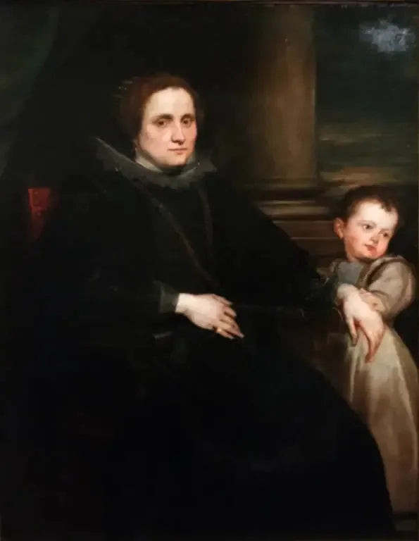 Porträtt av en kvinna från Genua med ett barn - Antoine van Dyck