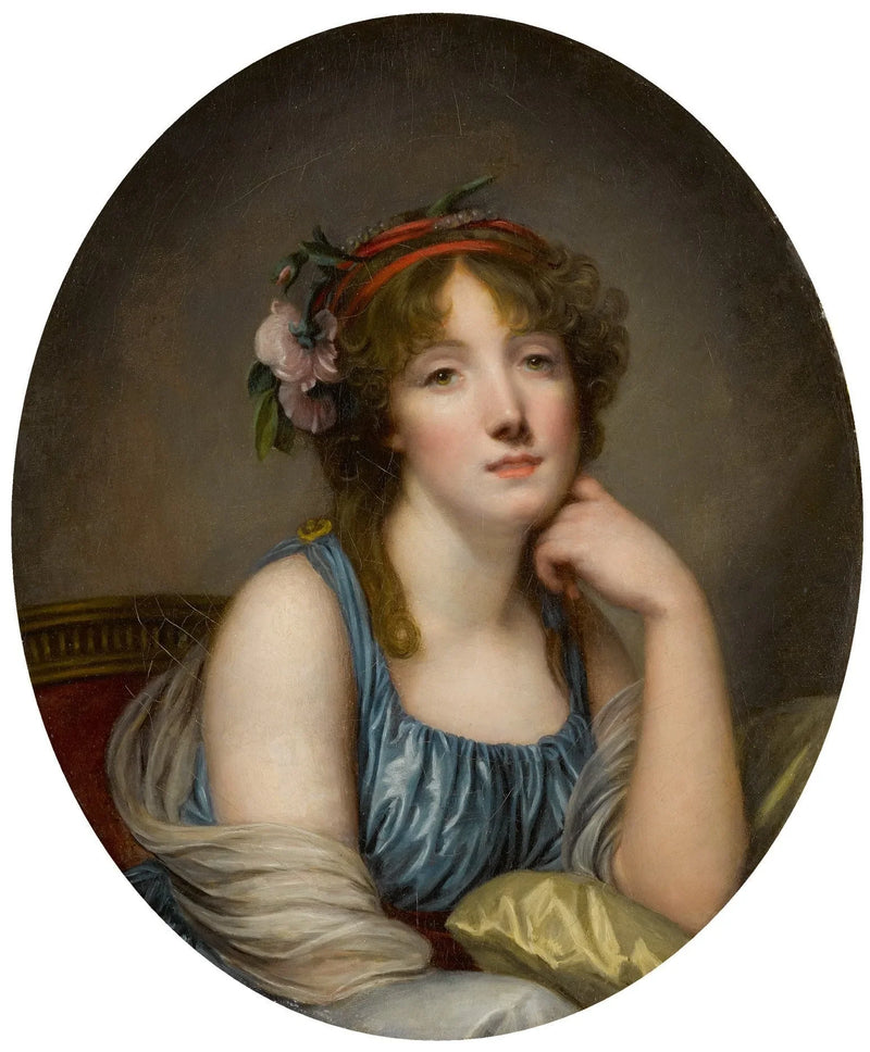 Porträtt av en kvinna, kallad konstnärens dotter - Jean-Baptiste Greuze