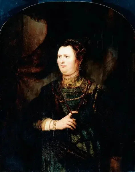 Porträtt av en kvinna i militäruniform - Rembrandt
