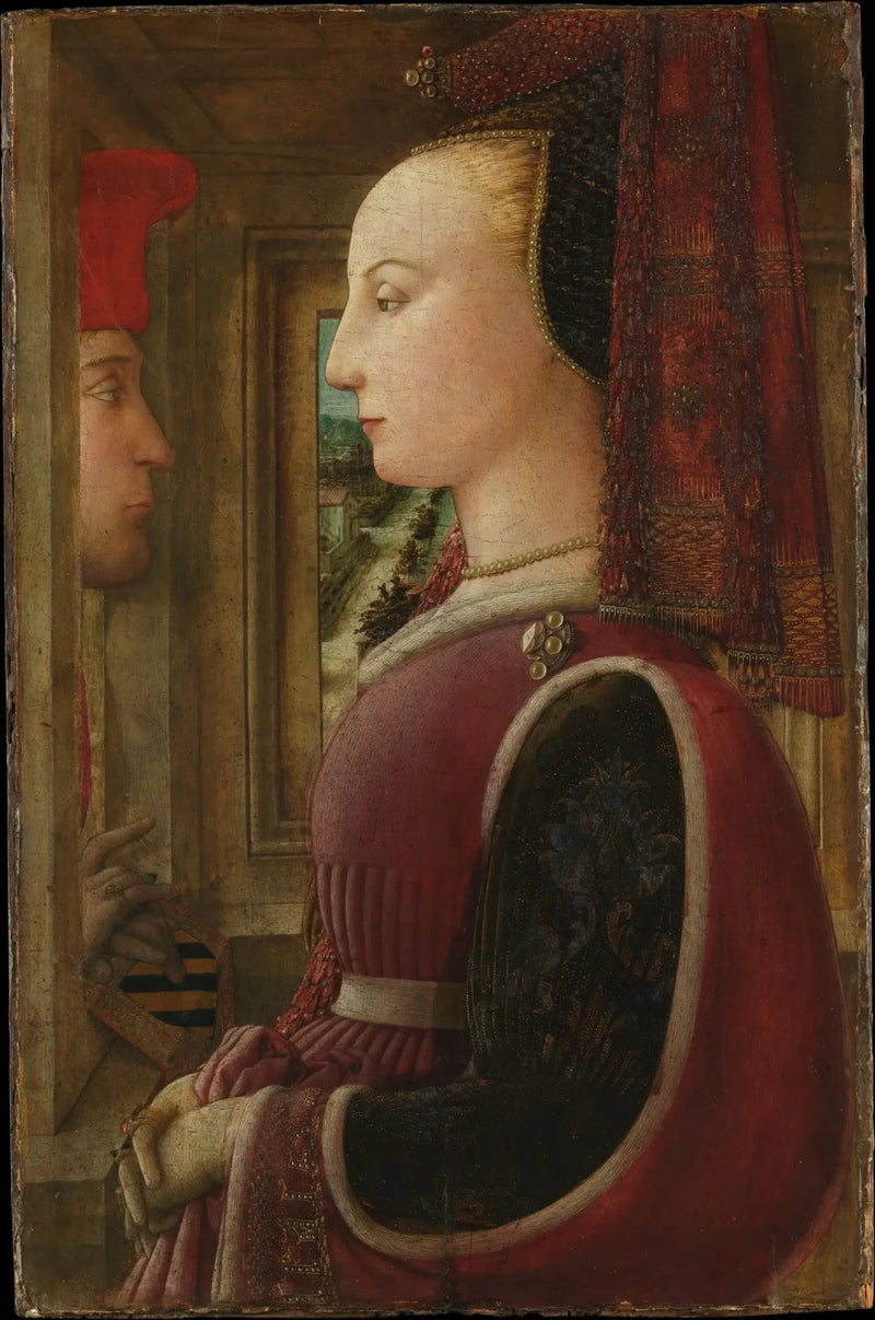 Porträtt av en kvinna och en man vid fönstret - Fra Filippo Lippi
