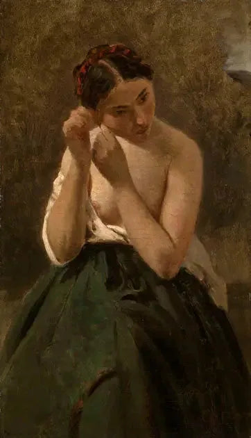 Porträtt av en kvinna - Jean-Baptiste Camille Corot