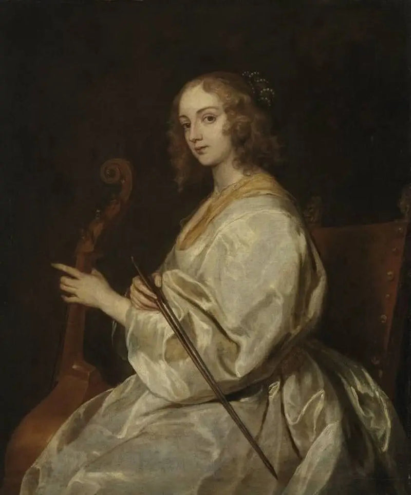 Porträtt av en kvinna som spelar violoncell, tidigare identifierad som Margaret Lemon - Antoine van Dyck