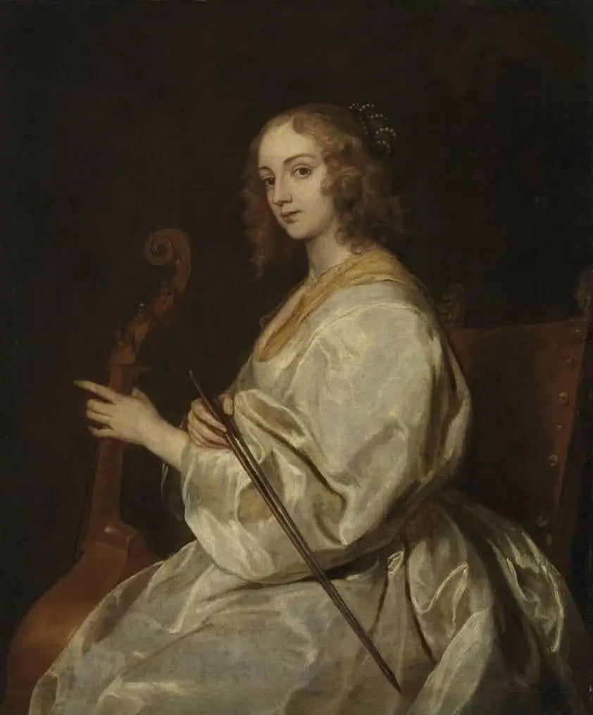 Porträtt av en kvinna som spelar violoncell, tidigare identifierad som Margaret Lemon - Antoine van Dyck