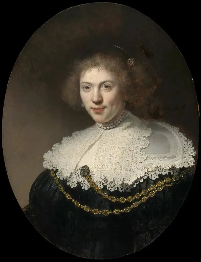 Porträtt av en kvinna med ett guldhalsband - Rembrandt