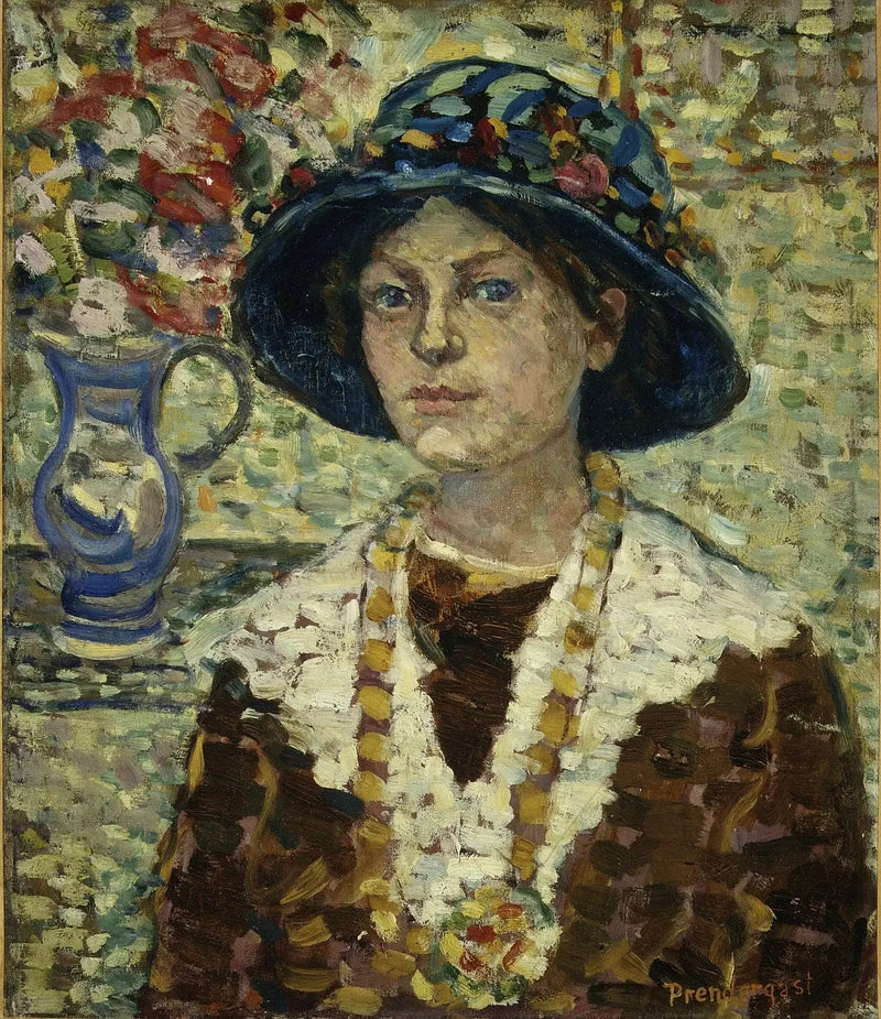 Porträtt av en flicka med blommor - Maurice Prendergast
