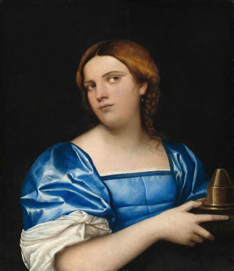 Porträtt av en ung kvinna i visa jungfru - Sebastiano del Piombo