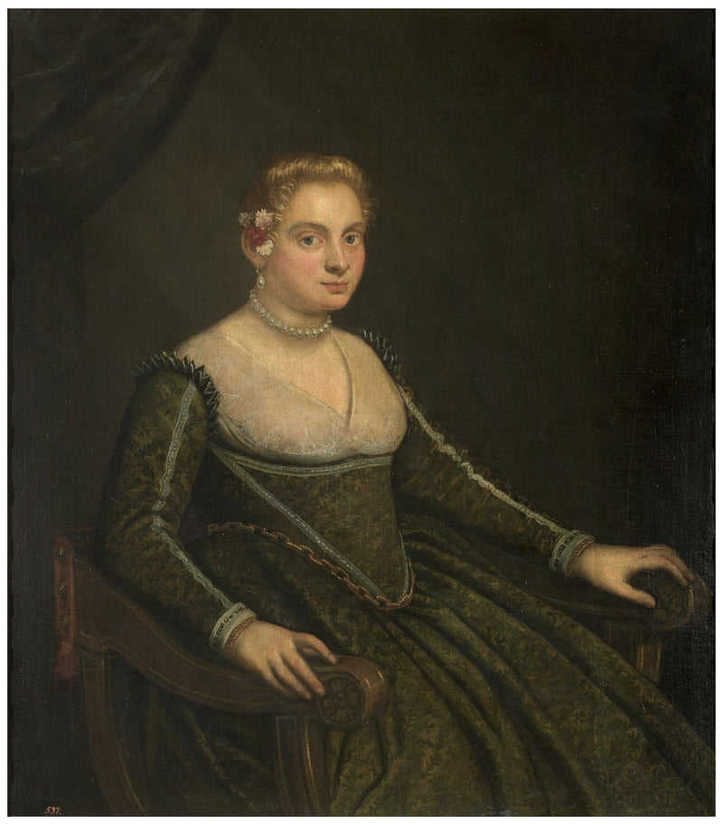 Porträtt av en ung kvinna - Jacopo Tintoretto