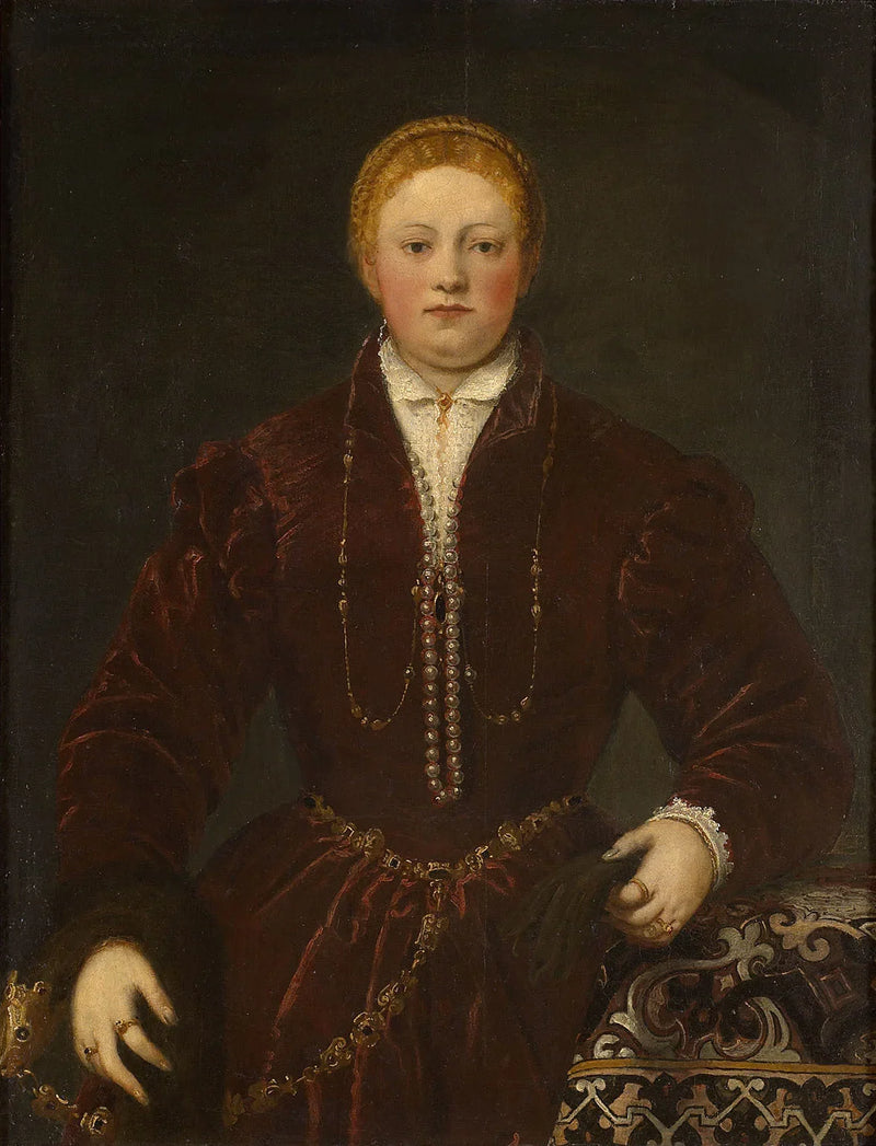 Porträtt av en ung kvinna - Jacopo Tintoretto