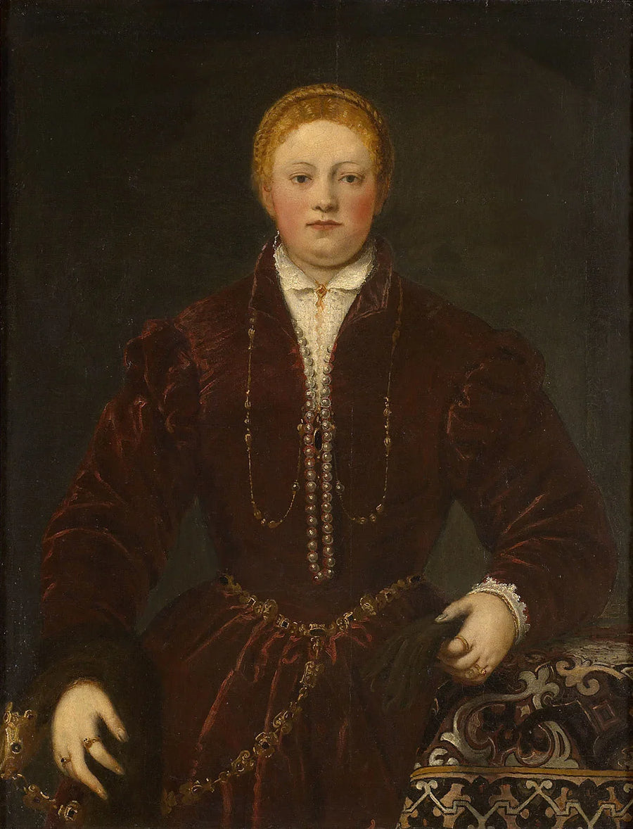 Porträtt av en ung kvinna - Jacopo Tintoretto