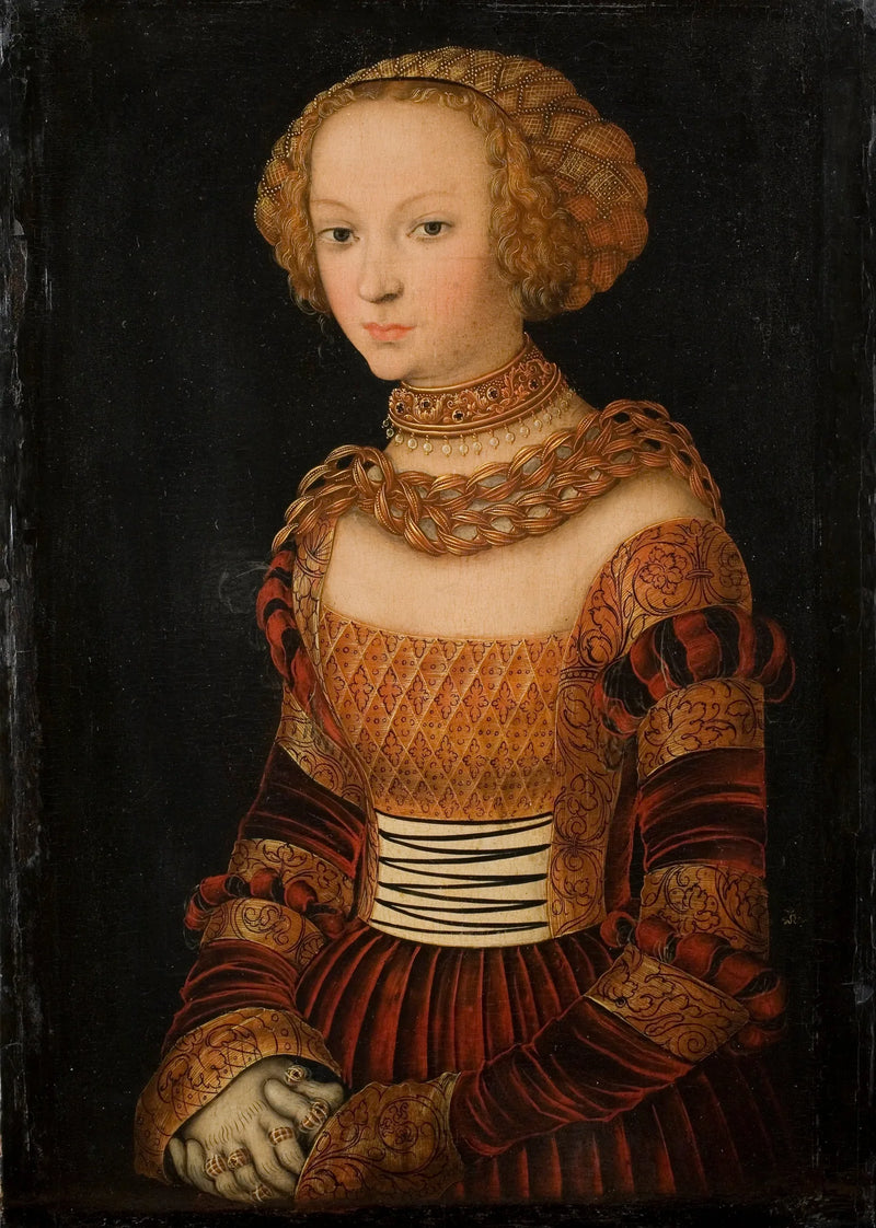 Porträtt av en ung kvinna. Prinsessa Émilie av Sachsen? - Lucas Cranach den äldre