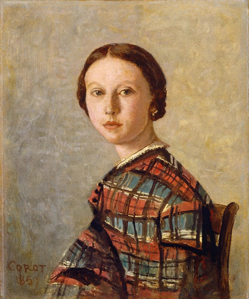 Porträtt av en ung flicka - Jean-Baptiste Camille Corot