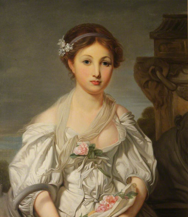 Porträtt av en ung flicka (Den krossade krukan) - Jean-Baptiste Greuze