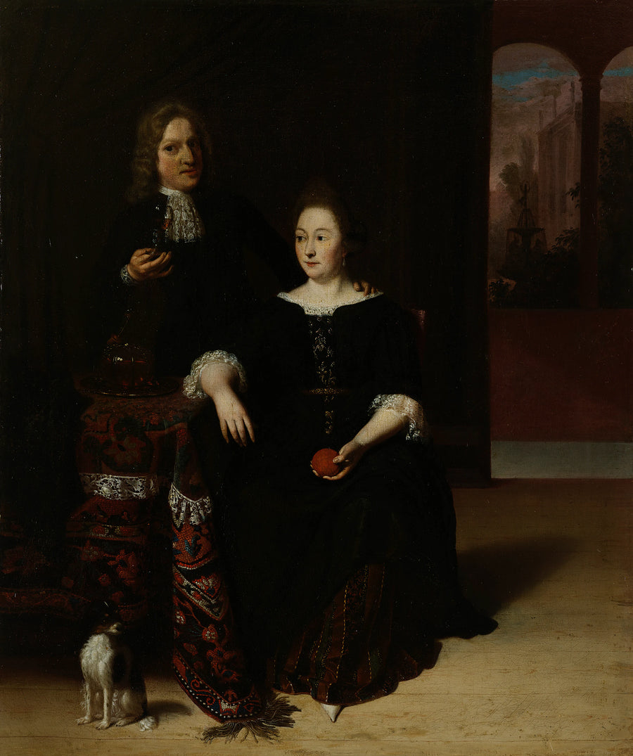 Portrait d'une dame et d'un monsieur dans un intérieur - Matthias Wulfraet