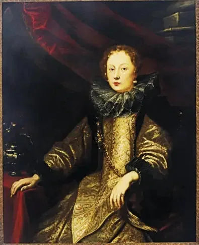 Porträtt av Battina Balbi, hustru till Marcello Durazzo (1593-1632) - Antoine van Dyck