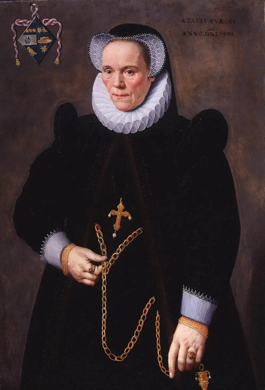 Porträtt av Catherine van Damme, hustru till François de Groote - Frans Pourbus den yngre