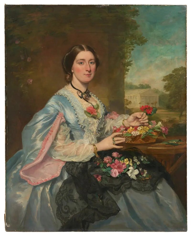 Porträtt av en dam i en park - Franz Xaver Winterhalter
