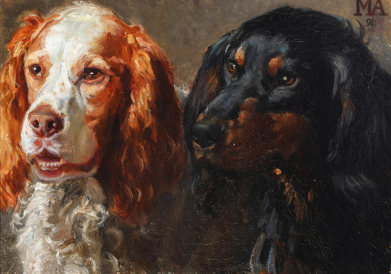 Portrait de deux chiens de chasse. - Michael Peter Ancher