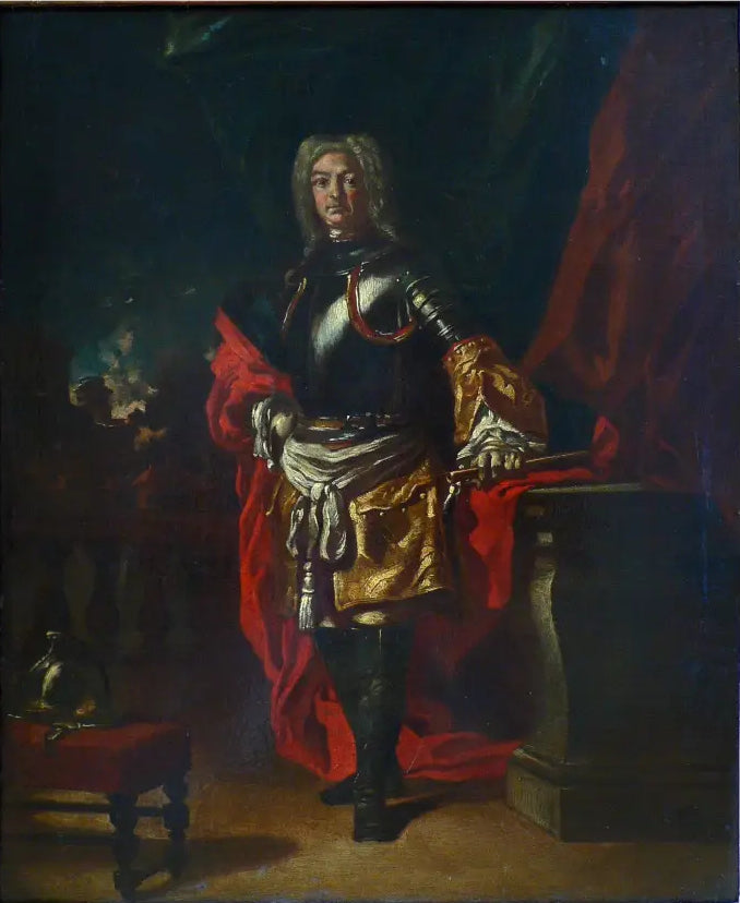 Porträtt av Diego d'Aragona Pignatelli i general cuirassier-uniform - Francesco Solimena