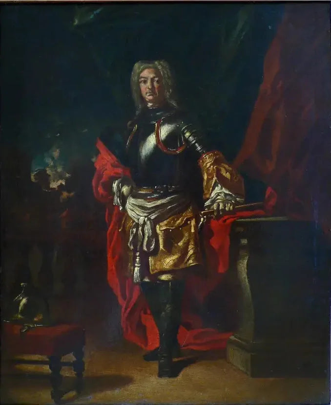 Porträtt av Diego d'Aragona Pignatelli i general cuirassier-uniform - Francesco Solimena