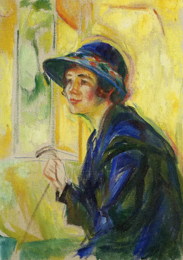 Porträtt av kvinna mot en gul bakgrund - Edvard Munch