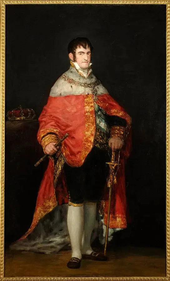 Porträtt av Ferdinand VII i sin kungliga mantel - Francisco de Goya