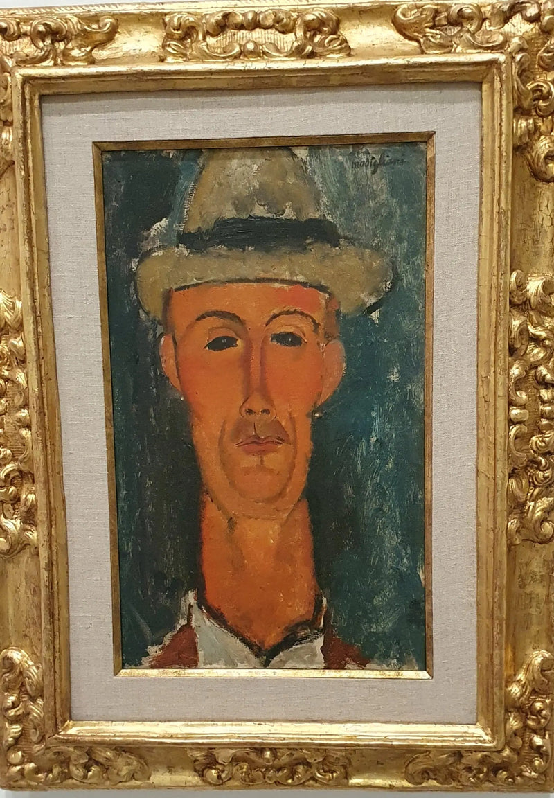 Porträtt av Gaston Modot i hatt - Amedeo Modigliani